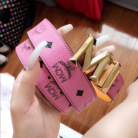 pink mcm belt